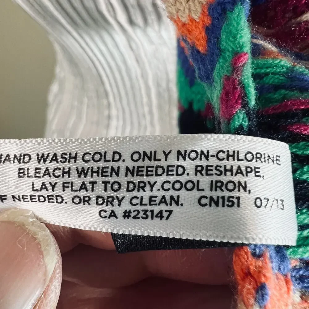 Talbots Multicolor Zigzag Knit Scarf Lambswool Blend Cozy Cabincore Winter Wrap
